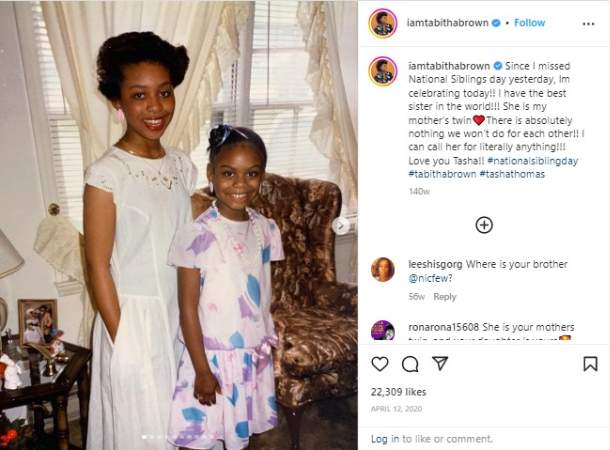 Tabitha Brown's Instagram post about her sister, Tasha Thomas.